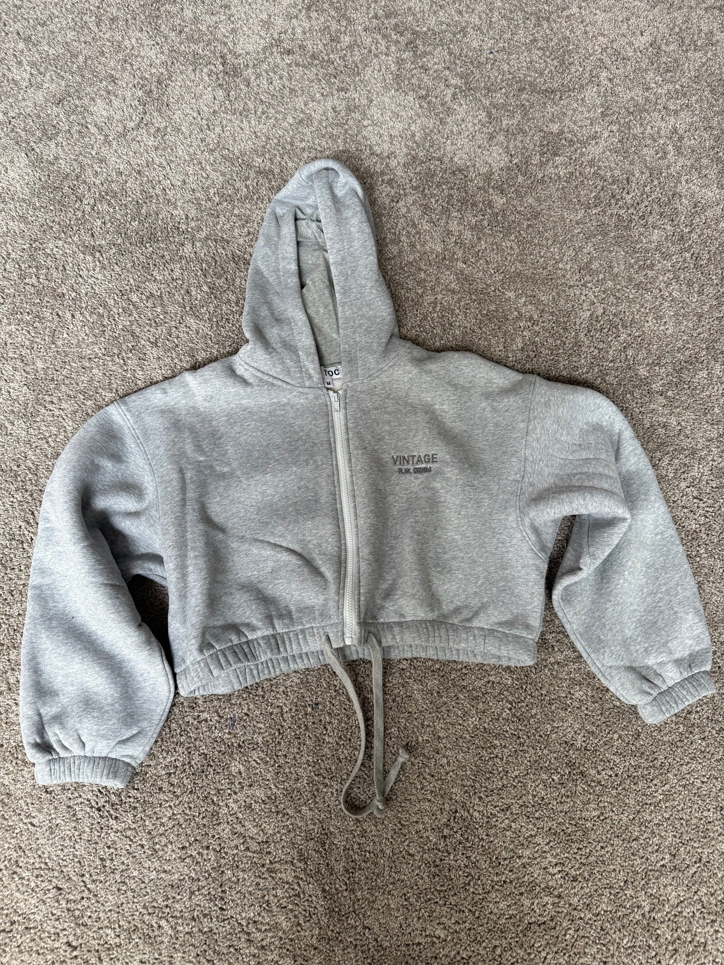 Grey RW Crop Hoodie (M)